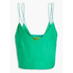 NWT GAUGE81 Kariya Double Strap Layered Cami Tank Top in Emerald Green Silk